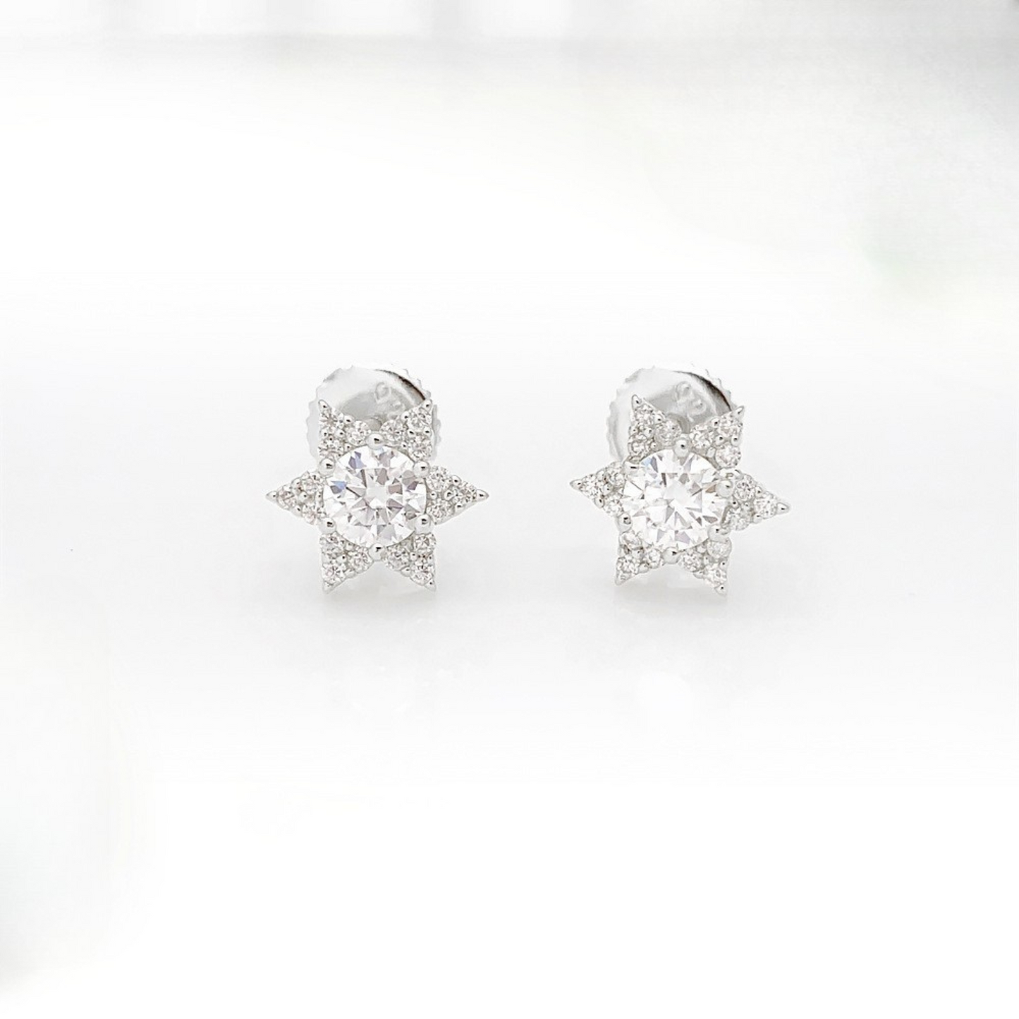 VVS Moissanite Star Cluster Halo Stud Earrings