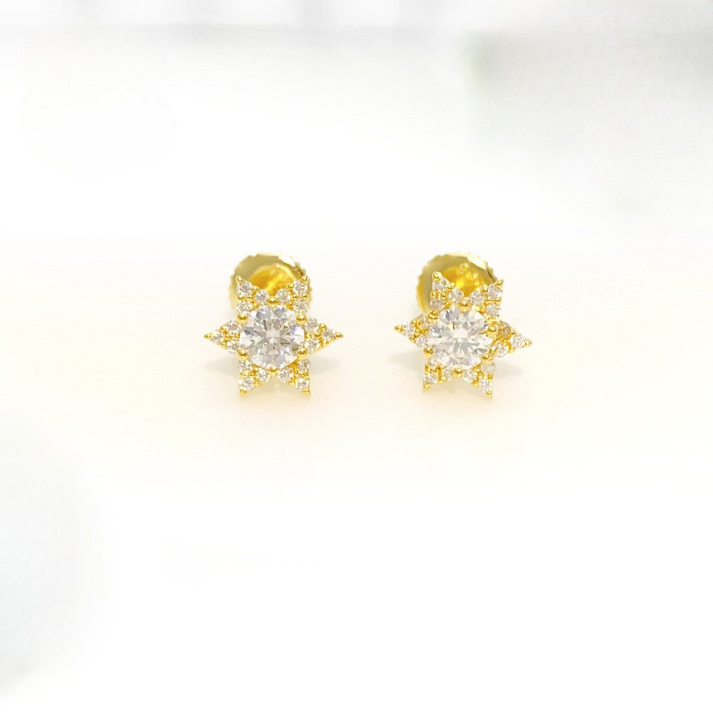 VVS Moissanite Star Cluster Halo Stud Earrings