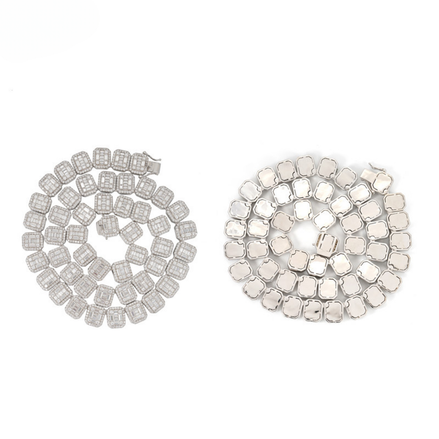 VVS MOISSANITE 13MM BAGUETTE CLUSTER CHAIN/BRACELET