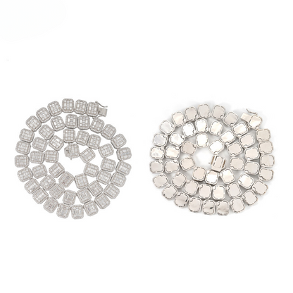 VVS MOISSANITE 13MM BAGUETTE CLUSTER CHAIN/BRACELET