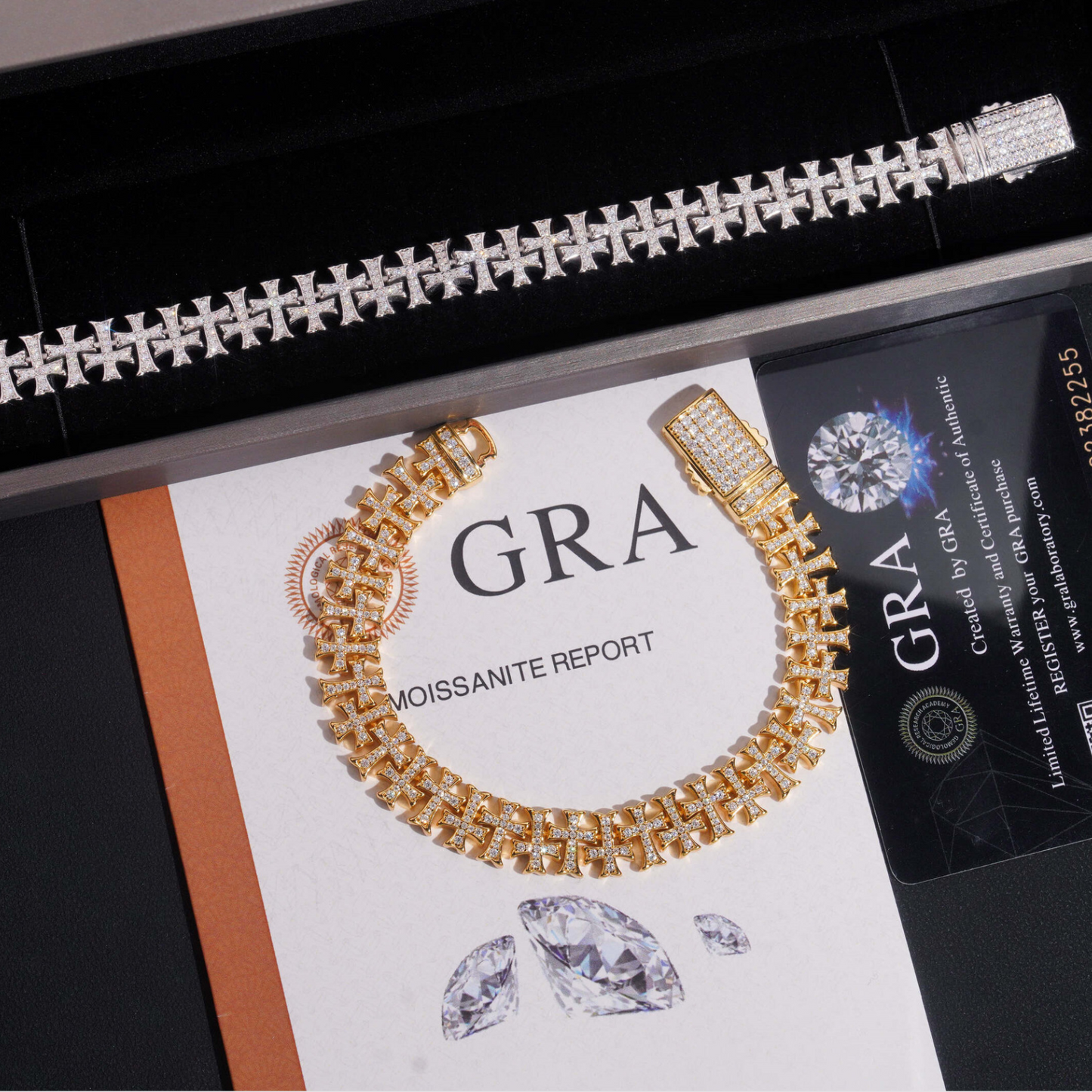 VVS MOISSANITE CROSS LINK BRACELET/CHAIN