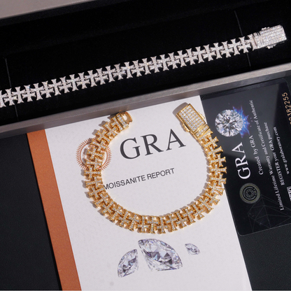 VVS MOISSANITE CROSS LINK BRACELET/CHAIN