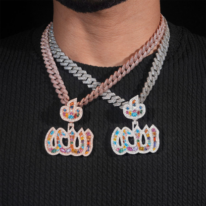 VVS Moissanite Colorful Allah Pendant