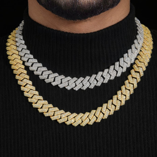 CZ 15MM Cuban Link Chain/Bracelet  18K Gold Plated