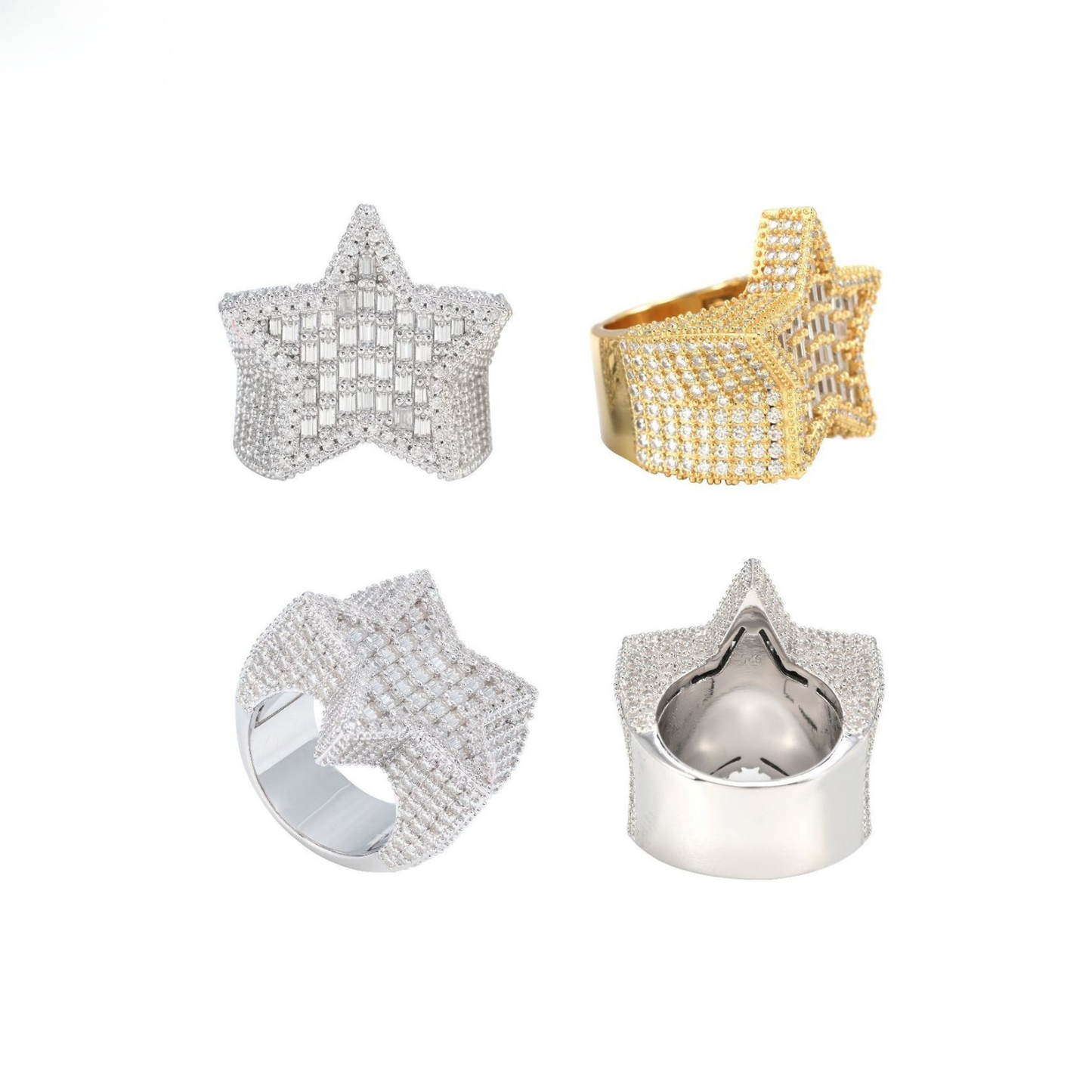 VVS Moissanite Baguette Star Ring