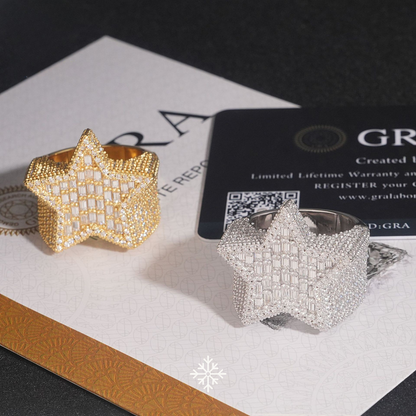 VVS Moissanite Baguette Star Ring