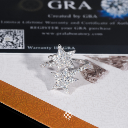 VVS Moissaniteb Star-Ended Bypass Ring