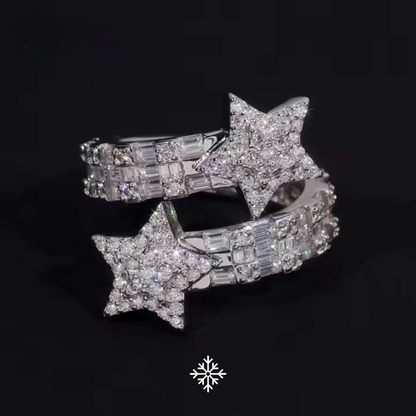 VVS Moissaniteb Star-Ended Bypass Ring