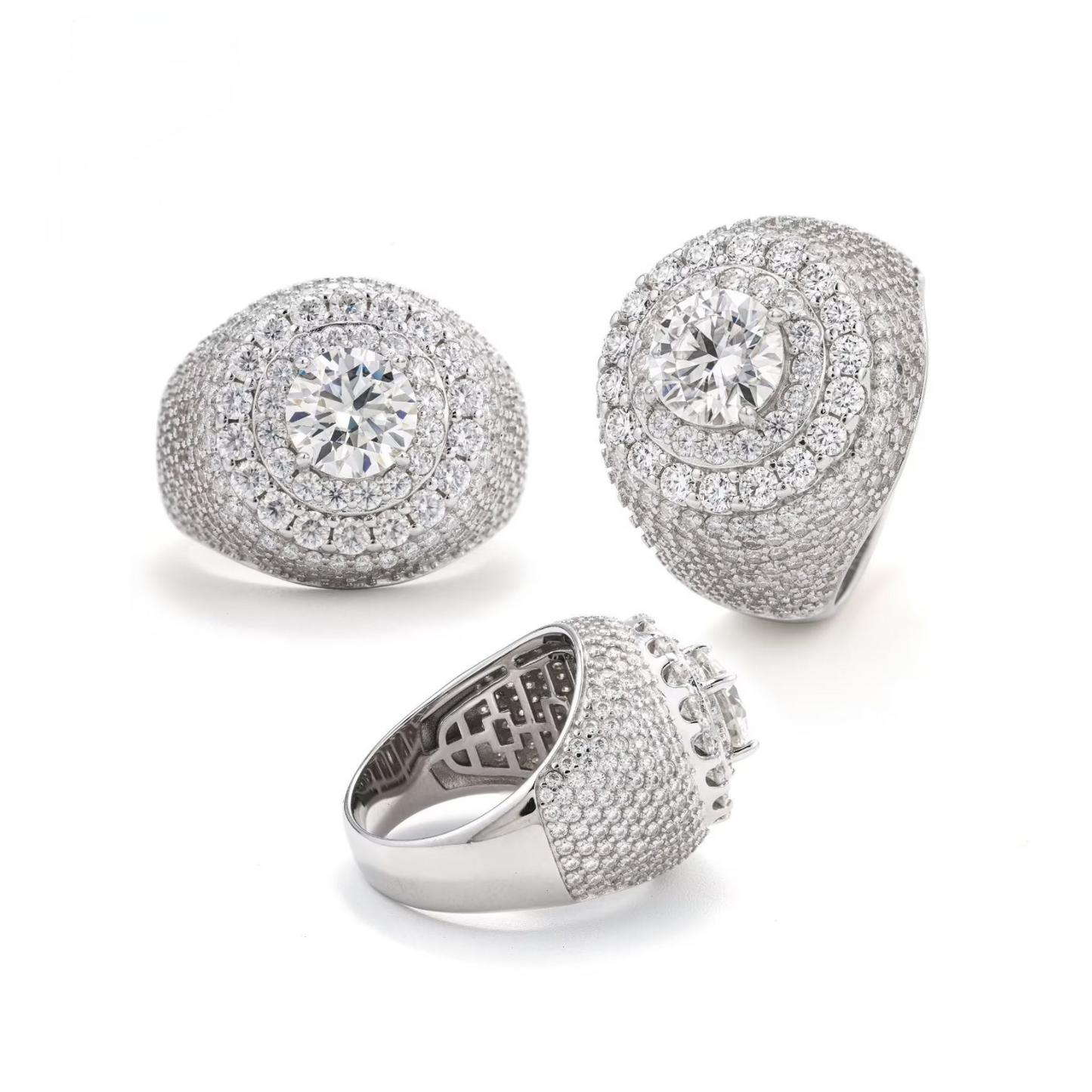 VVS Moissanite Double Halo Pavé Ring