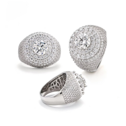 VVS Moissanite Double Halo Pavé Ring