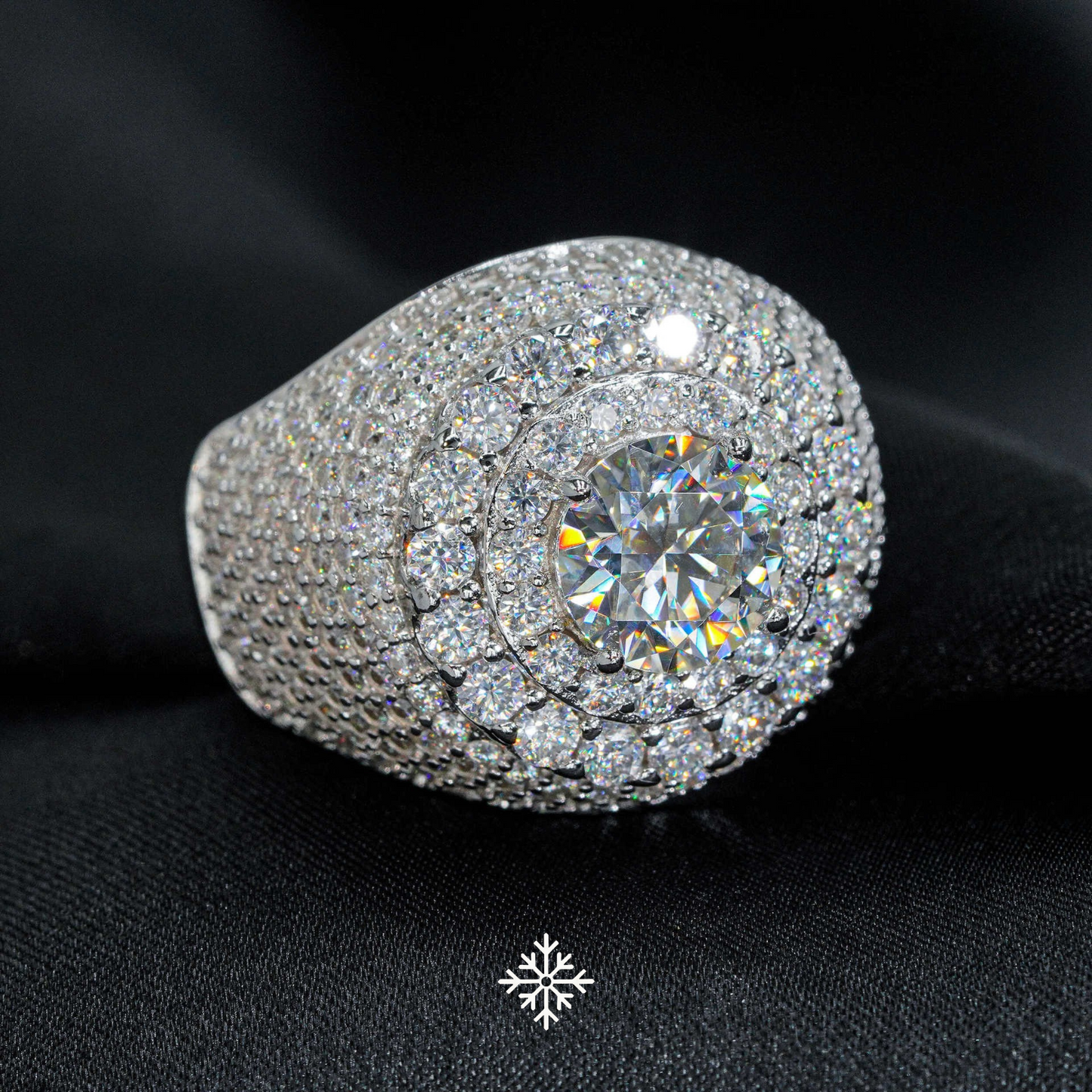 VVS Moissanite Double Halo Pavé Ring
