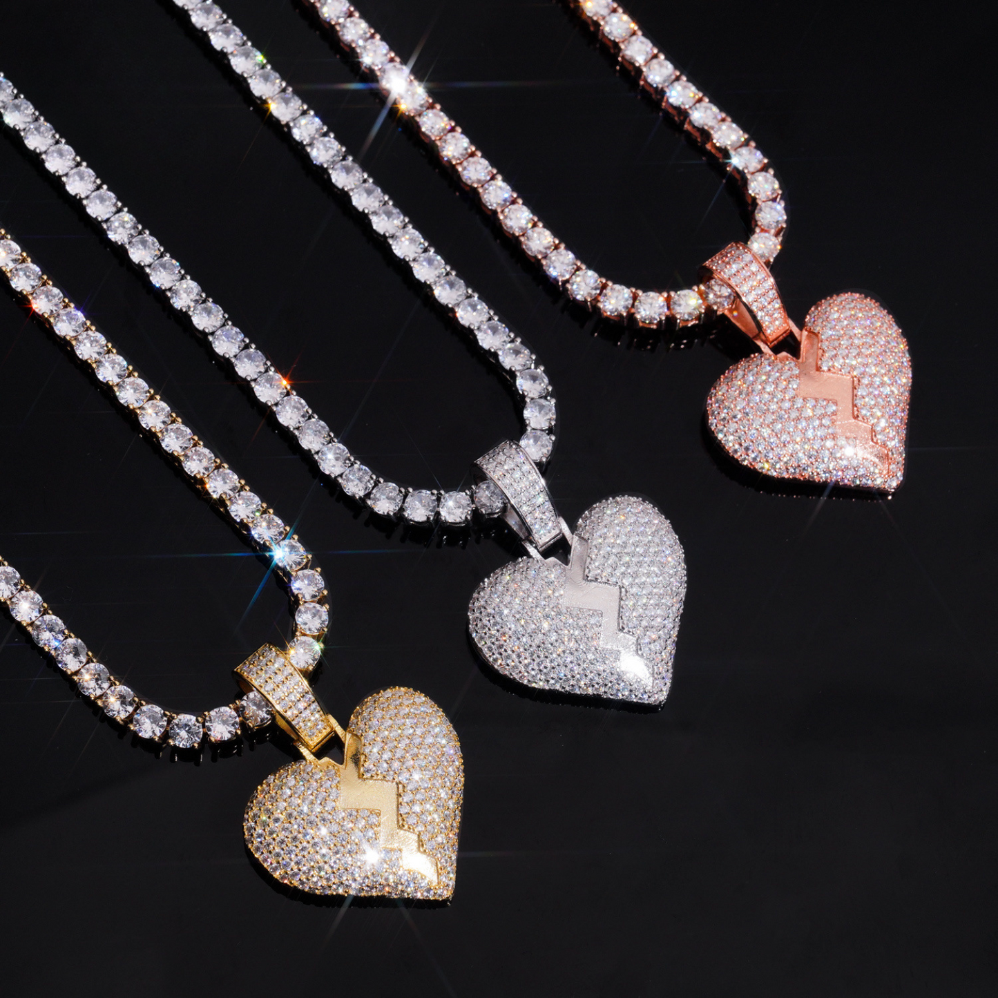 VVS MOISSANITE BROKEN HEART PENDANT
