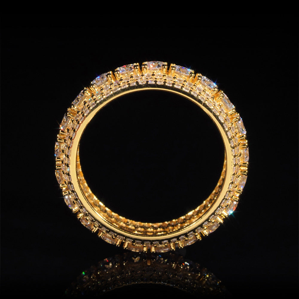 VVS Moissanite Big Center Iced-Out Band with Side Pavé