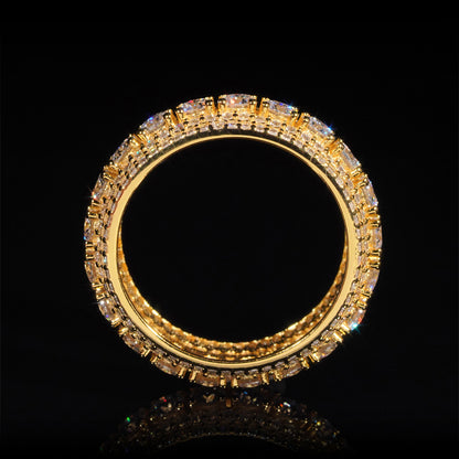 VVS Moissanite Big Center Iced-Out Band with Side Pavé