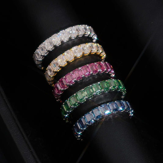 VVS Moissanite All Colors Emerald Cut Ring