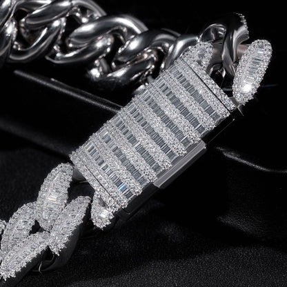 VVS MOISSANITE 20MM BAGUETTE CUBAN CHAIN/BRACELET