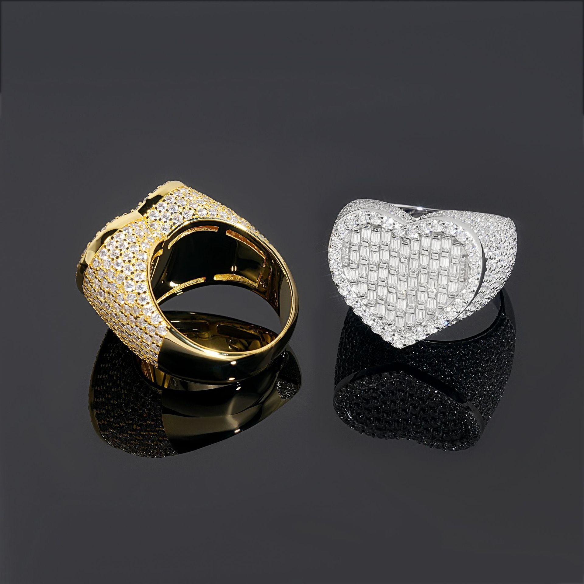 Baguette Moissanite Heart Ring