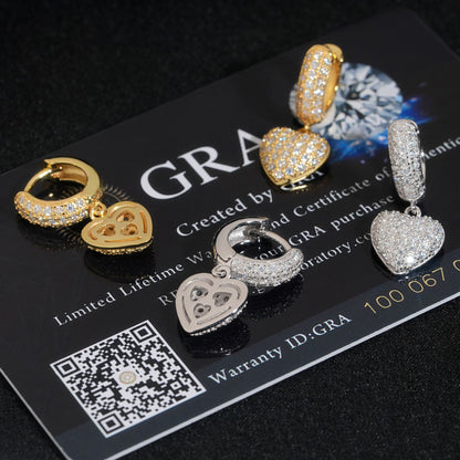VVS Moissanite Heart Earrings
