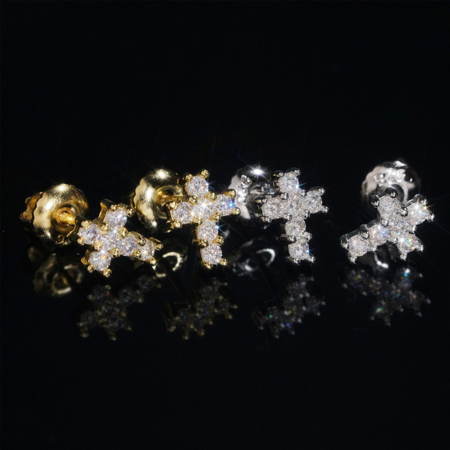 VVS Moissanite Cross Stud Earrings