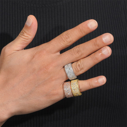 VVS Moissanite Pavé with Emerald-Cut Accents Ring