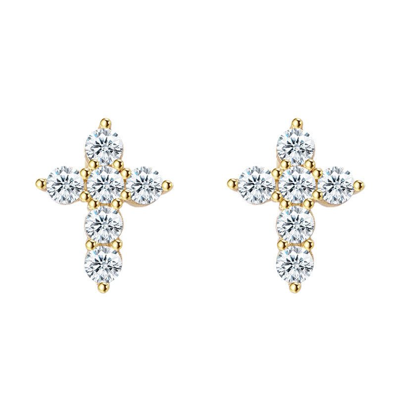 VVS Moissanite Cross Stud  Earrings