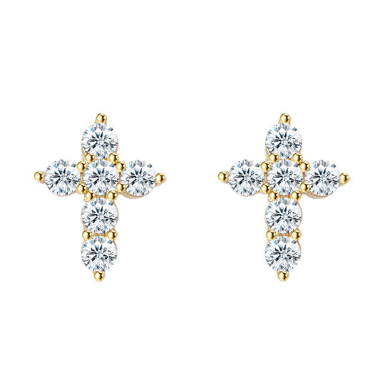 VVS Moissanite Cross Stud  Earrings