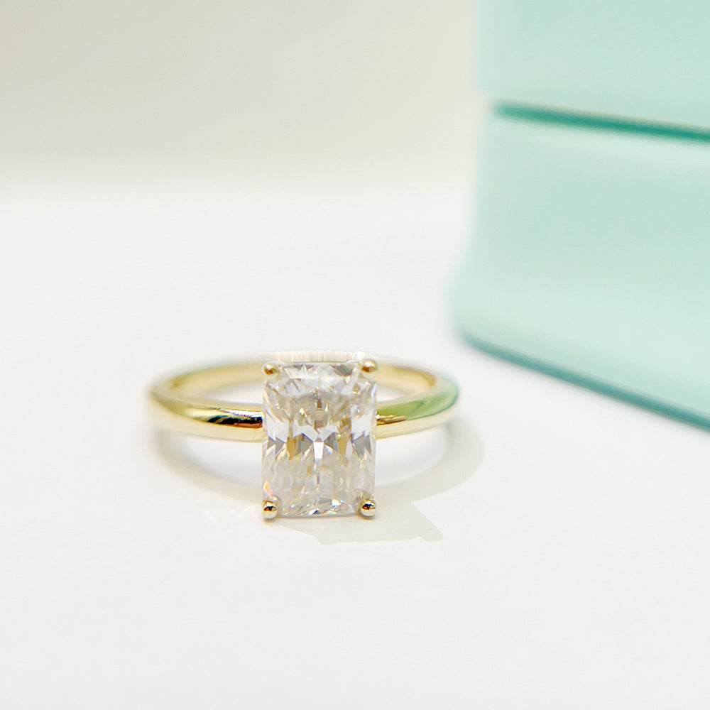 VVS Moissanite Emerald-Cut Solitaire Ring