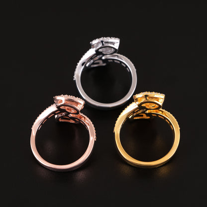 VVS Moissaniteb Baguette Heart-Ended Bypass Ring