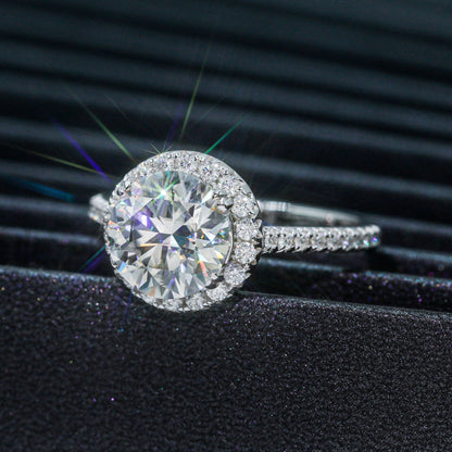 VVS Moissanite Halo Pavé Ring
