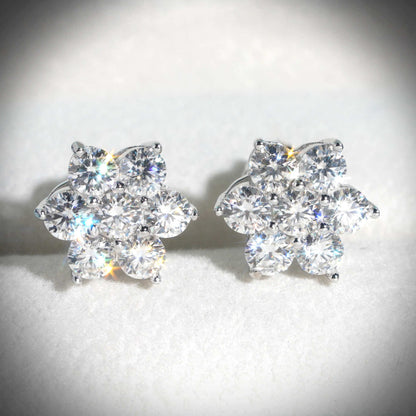 VVS Moissanite Flower Stud Earrings