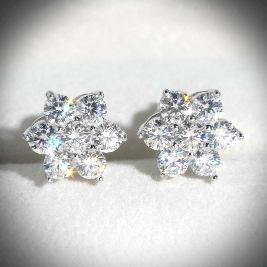 VVS Moissanite Flower Stud Earrings