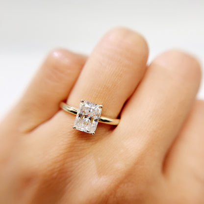 VVS Moissanite Emerald-Cut Solitaire Ring