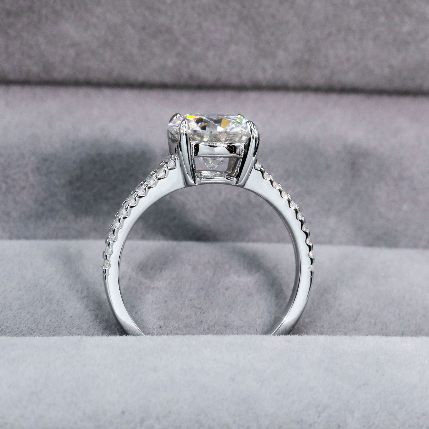 VVS Moissanite Split Pavé Shank Ring