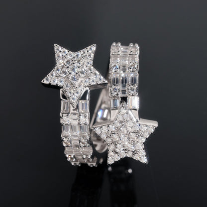 VVS Moissaniteb Star-Ended Bypass Ring