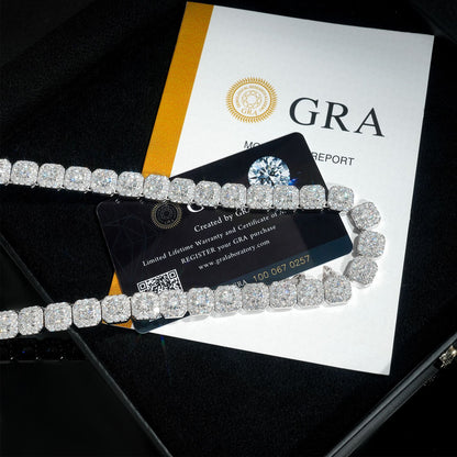 VVS MOISSANITE 10MM CLUSTER CHAIN/BRACELET