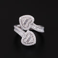 Moissanite Baguette Heart-Ended Bypass Ring