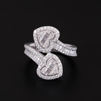 Moissanite Baguette Heart-Ended Bypass Ring