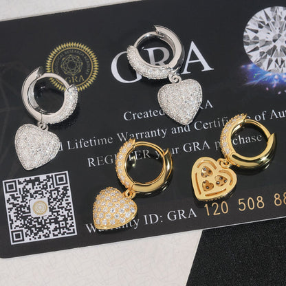 VVS Moissanite Heart Earrings