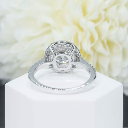 VVS Moissanite Halo Pavé Ring