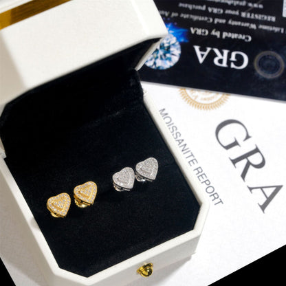 VVS Moissanite Heart Halo Stud Earrings