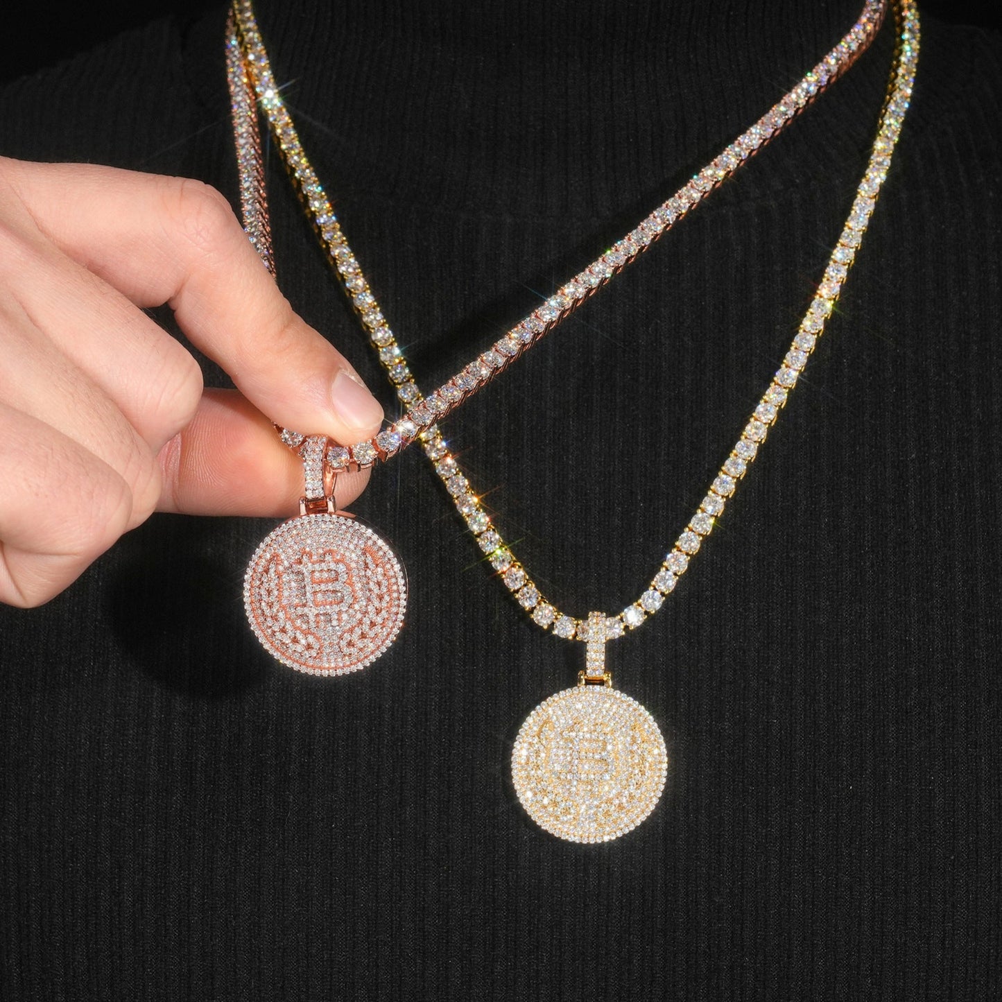 VVS Moissanite Bitcoin Pendant