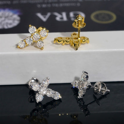 VVS Moissanite Cross Stud  Earrings
