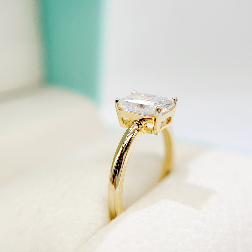 VVS Moissanite Emerald-Cut Solitaire Ring