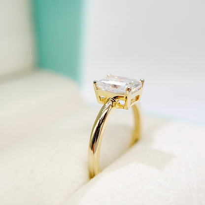 VVS Moissanite Emerald-Cut Solitaire Ring