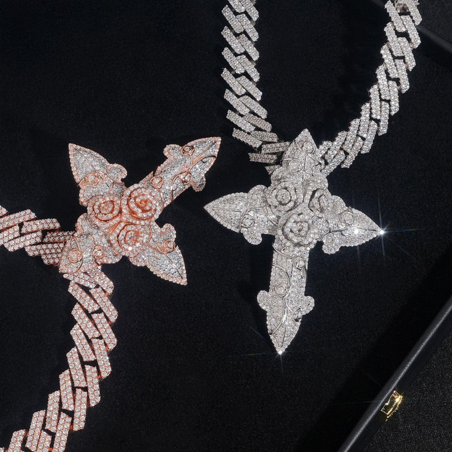 VVS Moissanite Flower Cross Pendant
