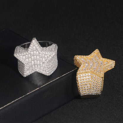 VVS Moissanite Baguette Star Ring