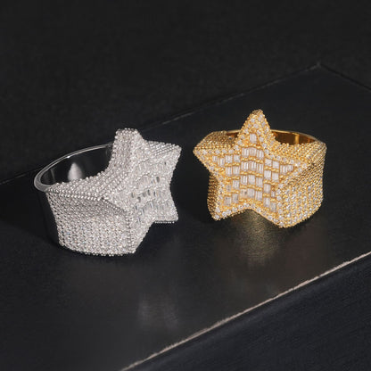 VVS Moissanite Baguette Star Ring
