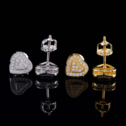 VVS Moissanite Heart Halo Stud Earrings