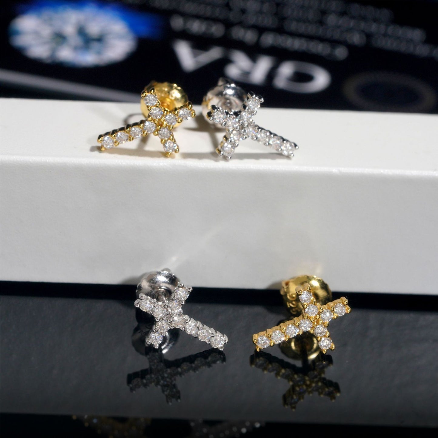 VVS Moissanite Cross Stud Earrings