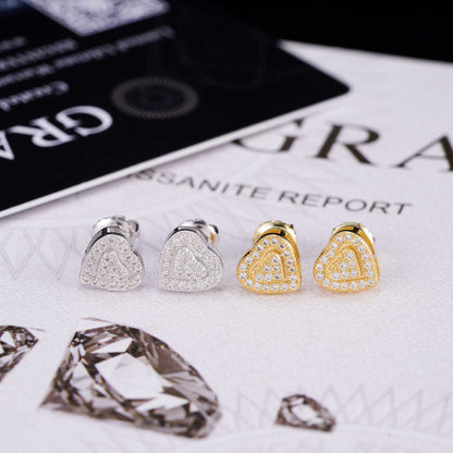 VVS Moissanite Heart Halo Stud Earrings